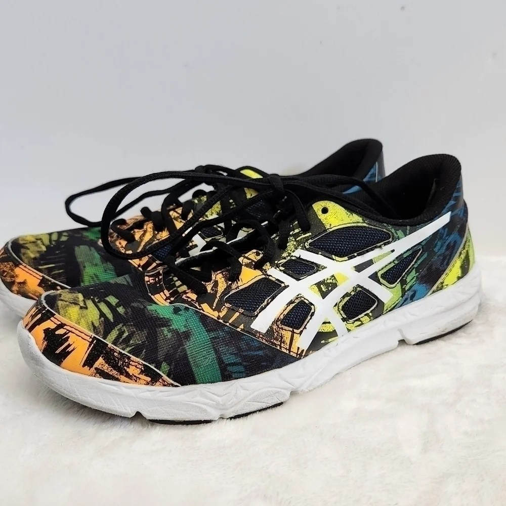 ASICS 33-OGA Leather Lace Up Black Orange Athletic Shoes Unisex Mens 6 Womens 8